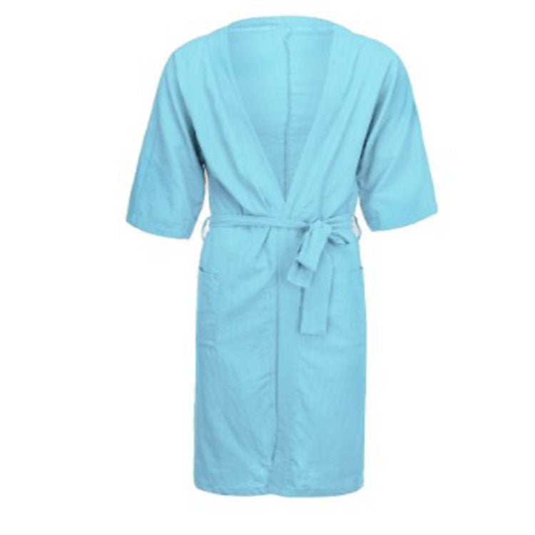 Homme et femme Long Solid Color Lin Pajamas Robe peignoir