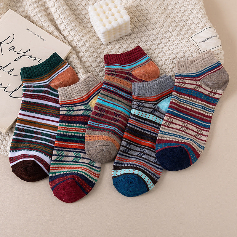 Chaussettes pour hommes style Harajuku Chaussettes à cheville avec motifs ethniques
