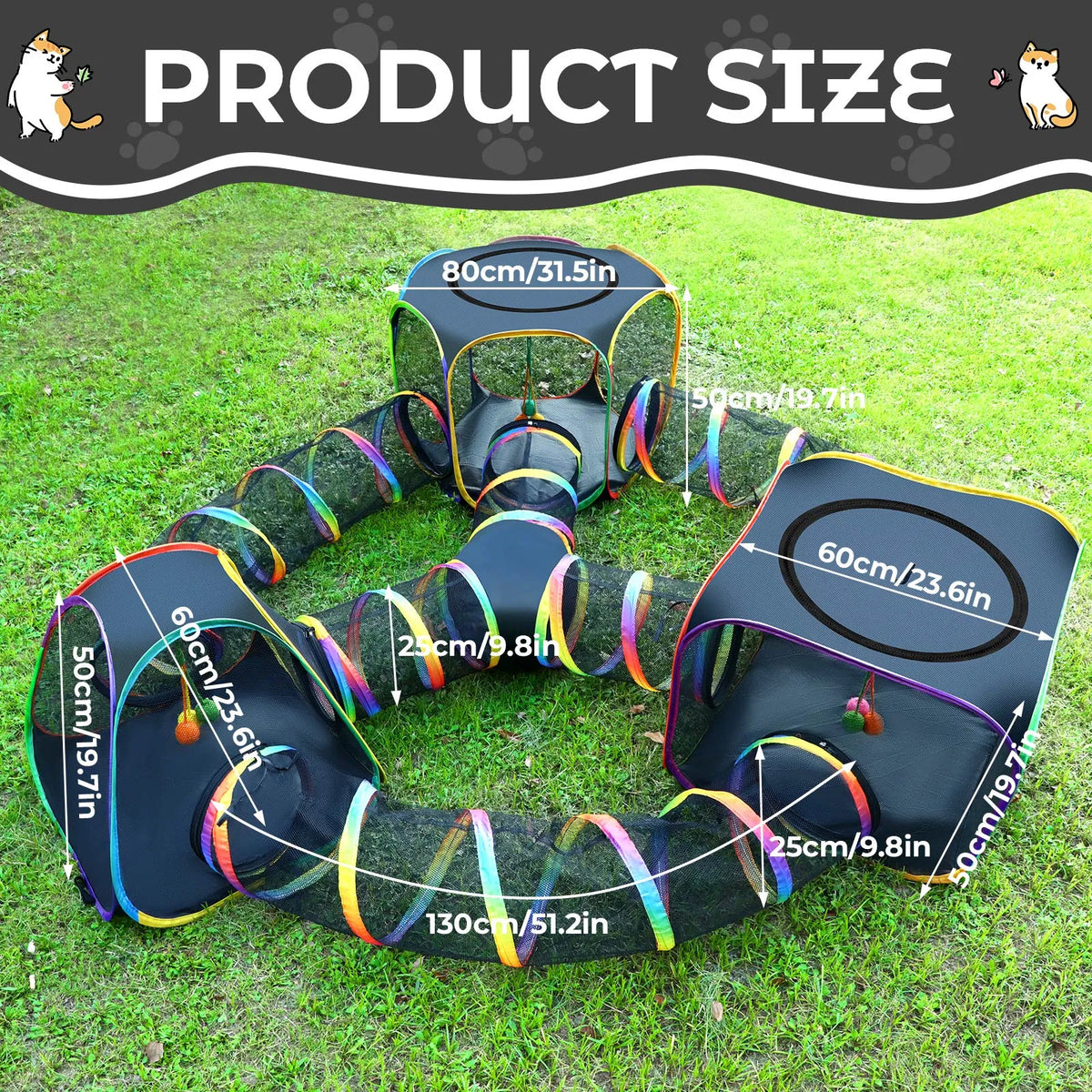 Enclos de chat portable - Catio extérieur 7-en-1 avec tente et tunnel