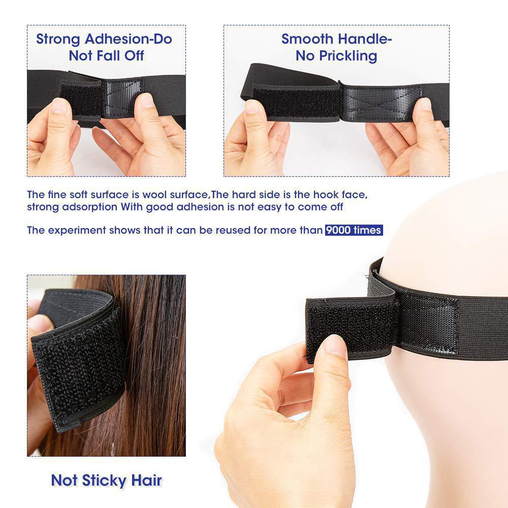 Bande élastique en velcro tricotée noire