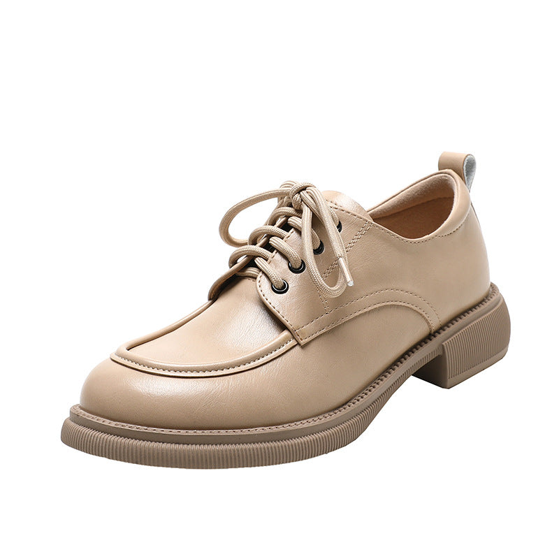 Chaussures polyvalentes en cuir souple de style britannique pour femmes