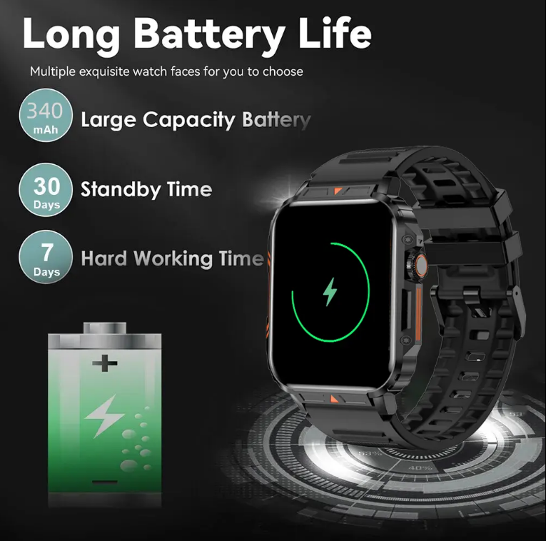 L81 Outdoor Sports Square Smartwatch Réponse Appeler Big Batterie Fitness Tracker Waterproof Sm