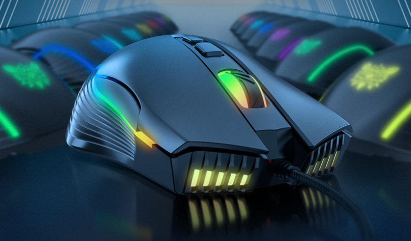 Jeu souris de jeu à sept vitesses DPI réglable lumière RGB