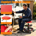 Tabouret mécanique à rouleaux réglable rouge avec bacs de stockage d'outils de 2 étages