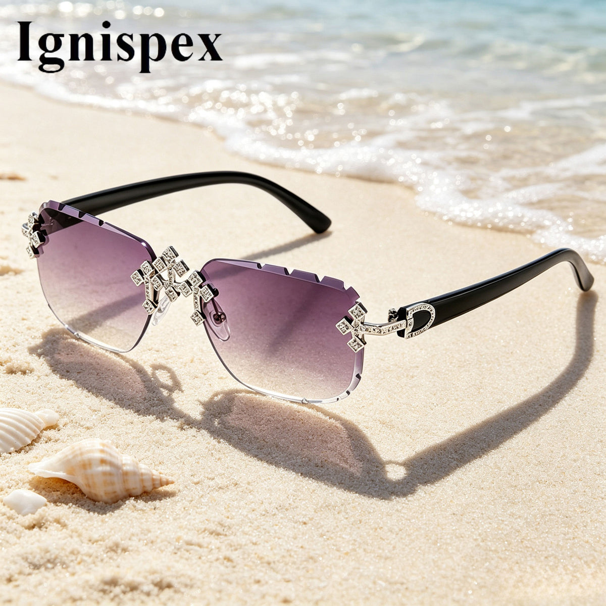 Lunettes de soleil sans cadre pour femmes carrées