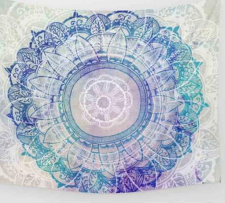 Indien Mandala Tapestry Vert Bleu Fleur Belle tapisserie murale 210x150cm Couverture de lit