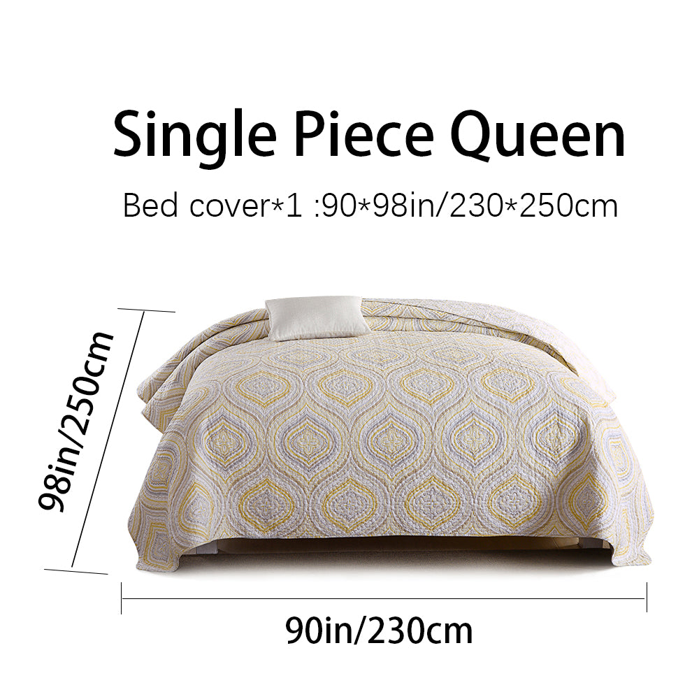 Cotton Reversible Quilt Bedspread Set Nordic Simplifié Médaille Géométrique Imprimer Toutes les mers