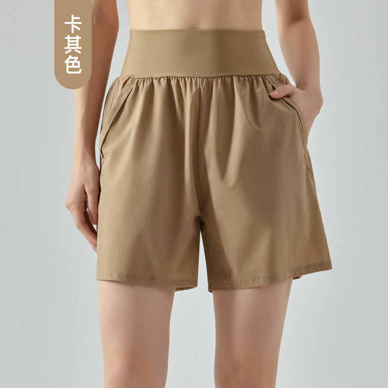 High Waist Abdomen Tuckin' Sports Shorts Été Femme Double Pocket Running Fitness Shor