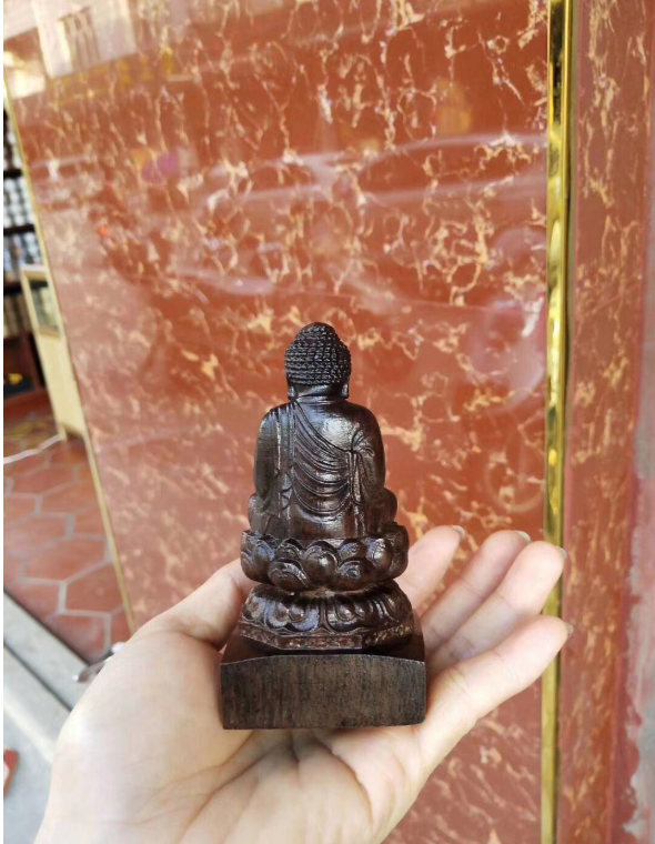 Pure Natural Black Wood Products Wood Carving Sakyamuni Bouddha Accueil Bureau Artisanat Ornement