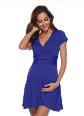 Robe à manches courtes en col V profond