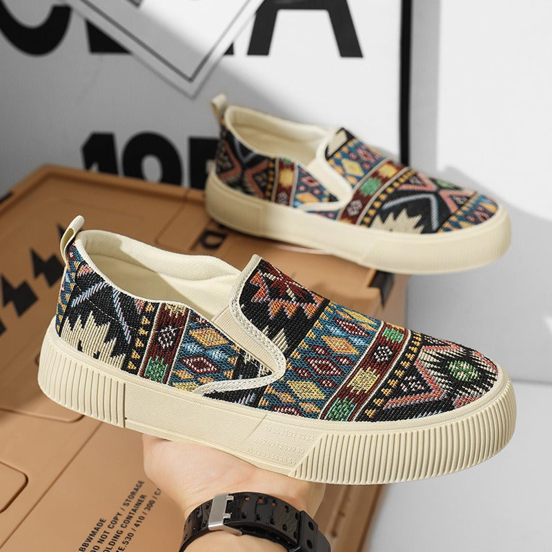 Bas-top chaussures tendance modèle Jacquard Plus-taille Chunky-soled Sneakers