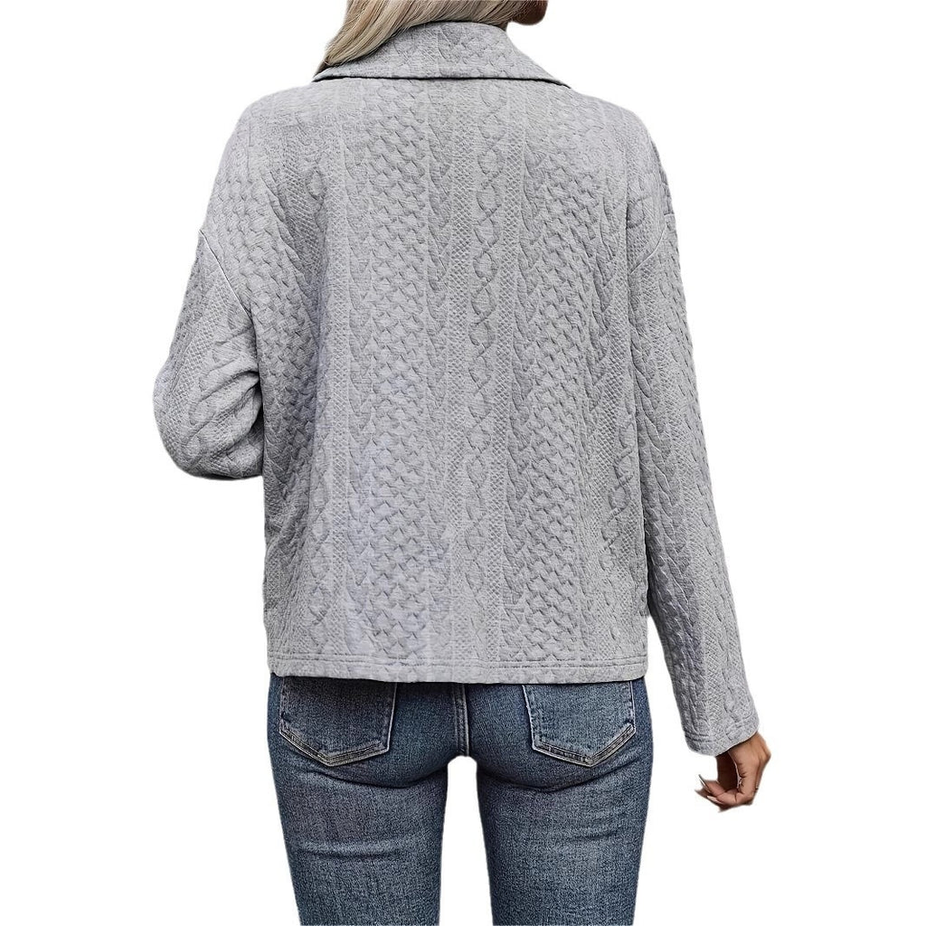 Veste de poche de bouton de couleur solide de mode casual d'automne pour femmes
