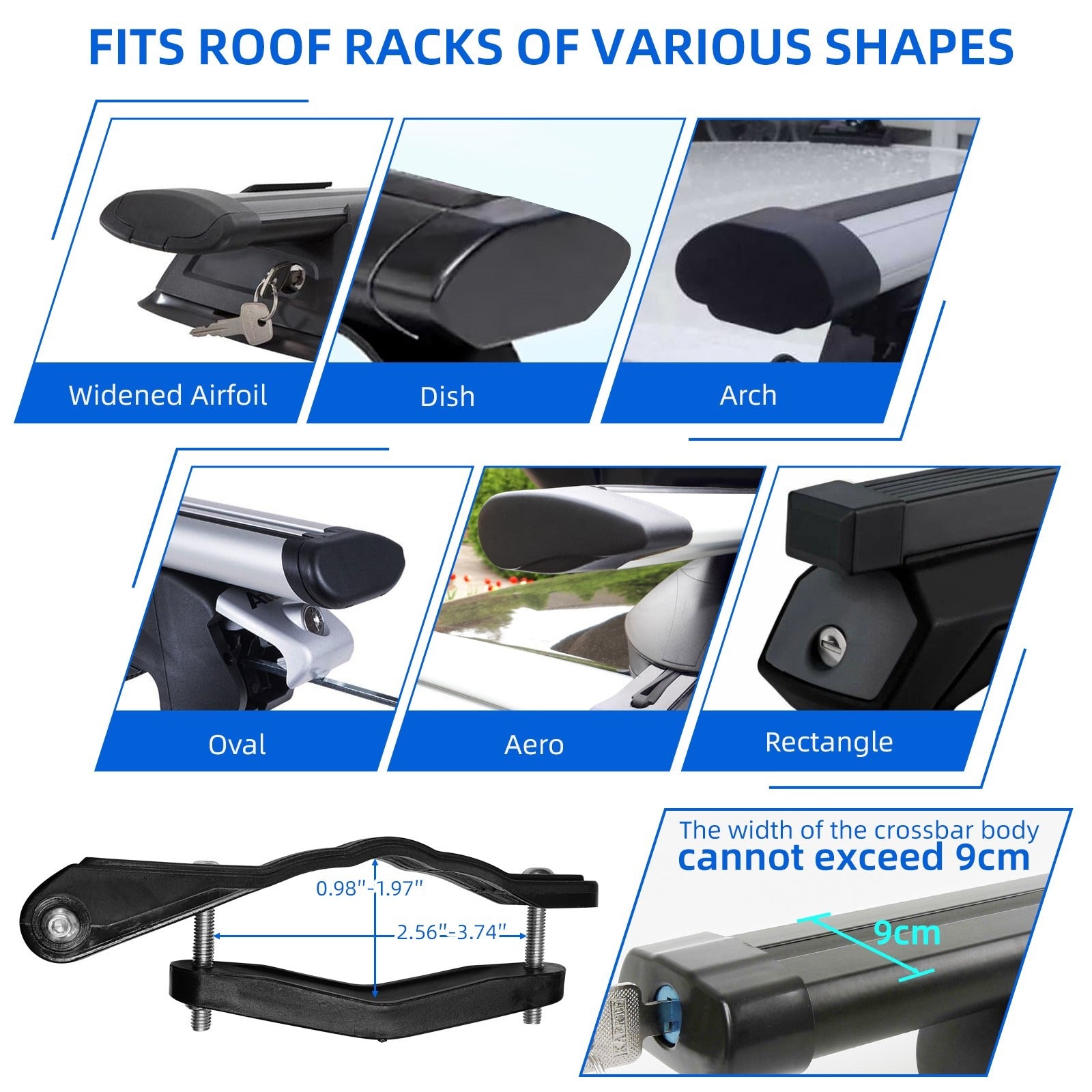 Universally Mount Fit Rooftop 106cm CrossBar Wind Fairing Air Deflector Kit