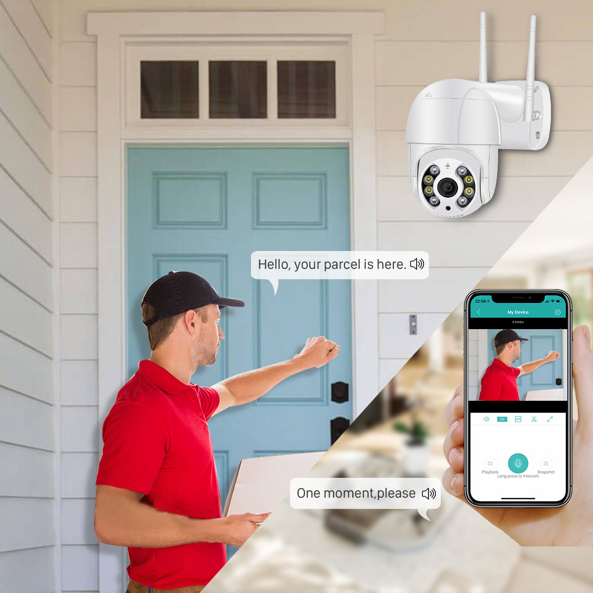 WiFi sans fil caméra de surveillance double source de lumière AI machine de surveillance intelligente