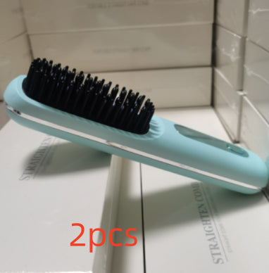 2 En 1 Combustion cheveux droites Lève-cheveux sans fil brosse cheveux chauffage rapide