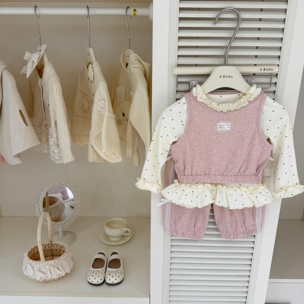 Bébé Filles Ruffled Basting Shirt Vest et Bow-Knot Pantalons Ensemble de trois pièces