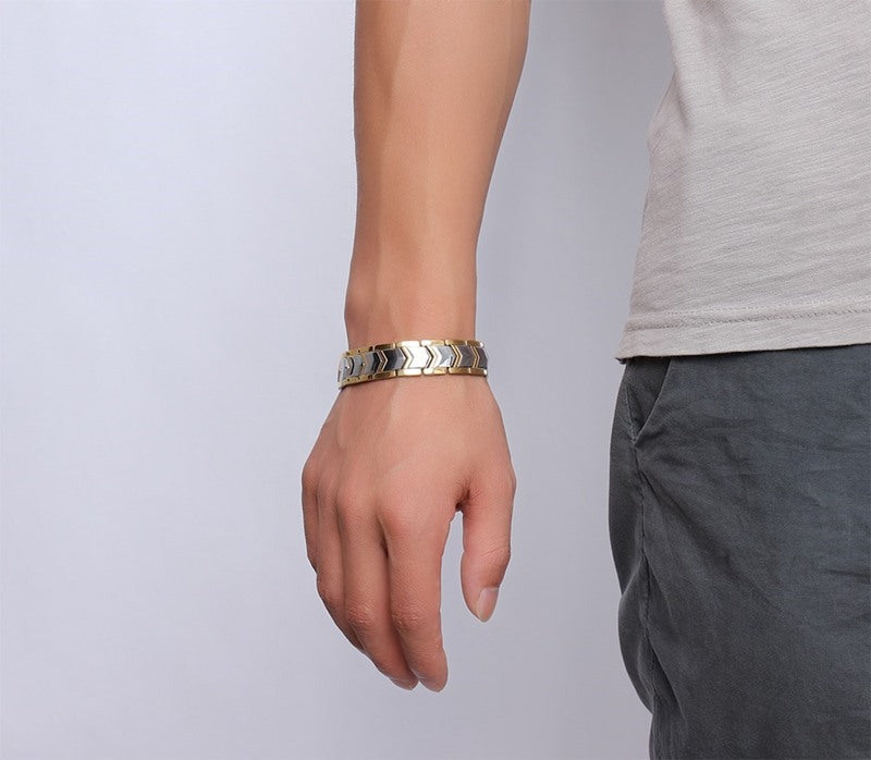 Bracelet magnétique à double rangée en or