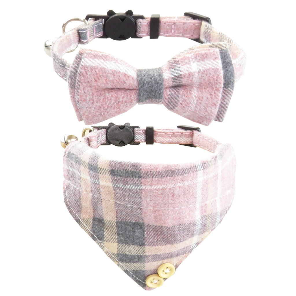 Bow Tie Cat Collar Bandana Breakaway Pet Collar Bandana avec Classic Plaid réglable Cat