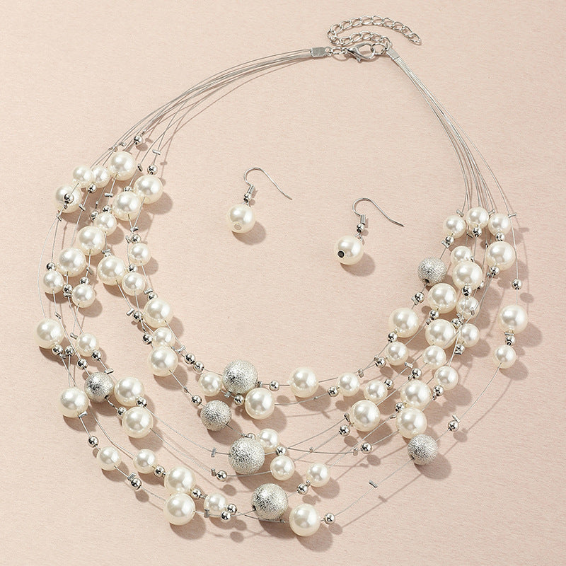 Pendentif collier en perles multicouches
