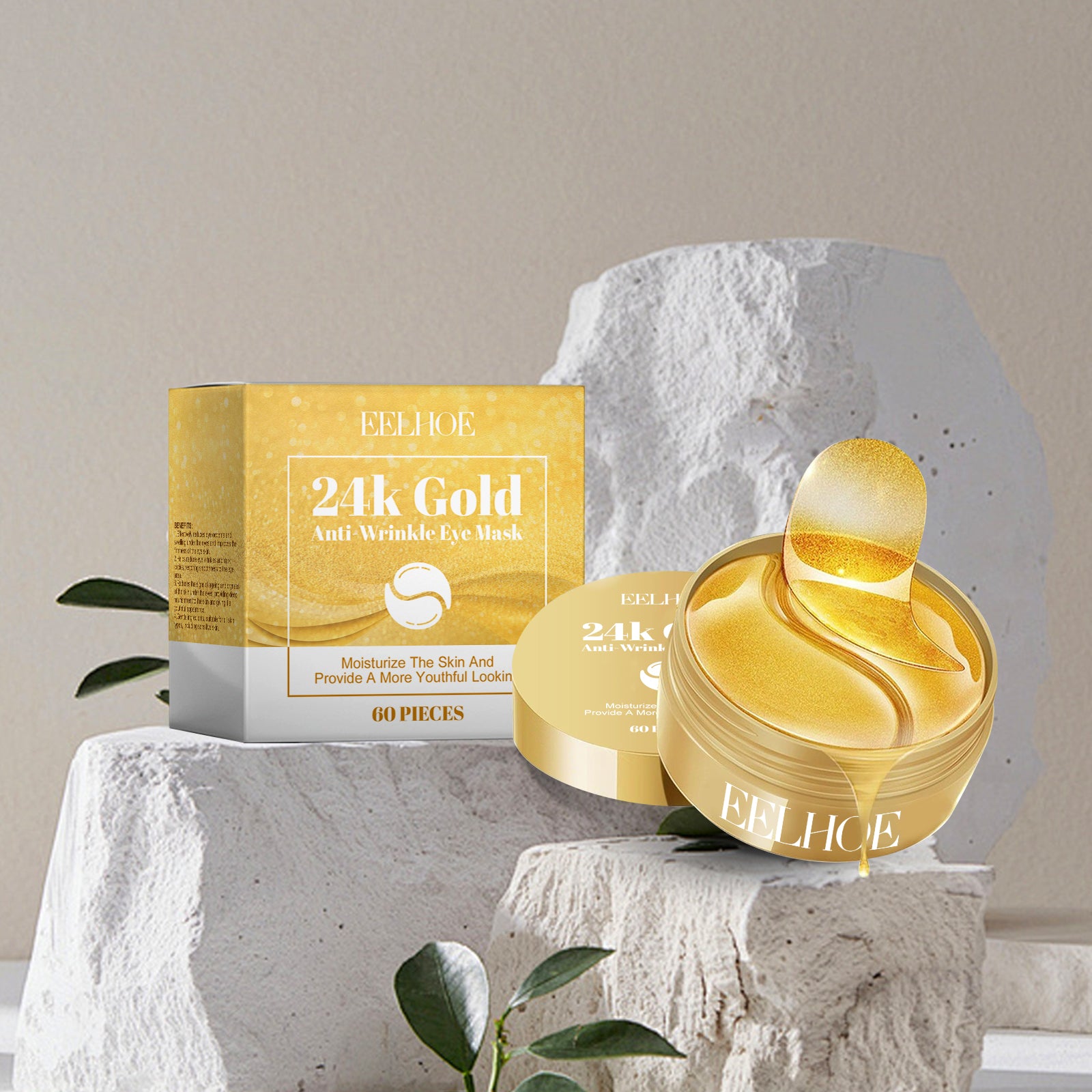 Masque à yeux dorés 24K 60pcs 1 boîte