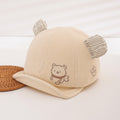 Automne Garçons et filles Ours Brodé Soft Top Short Brimmed Chapeau pour bébé Soft Corduroy Chi