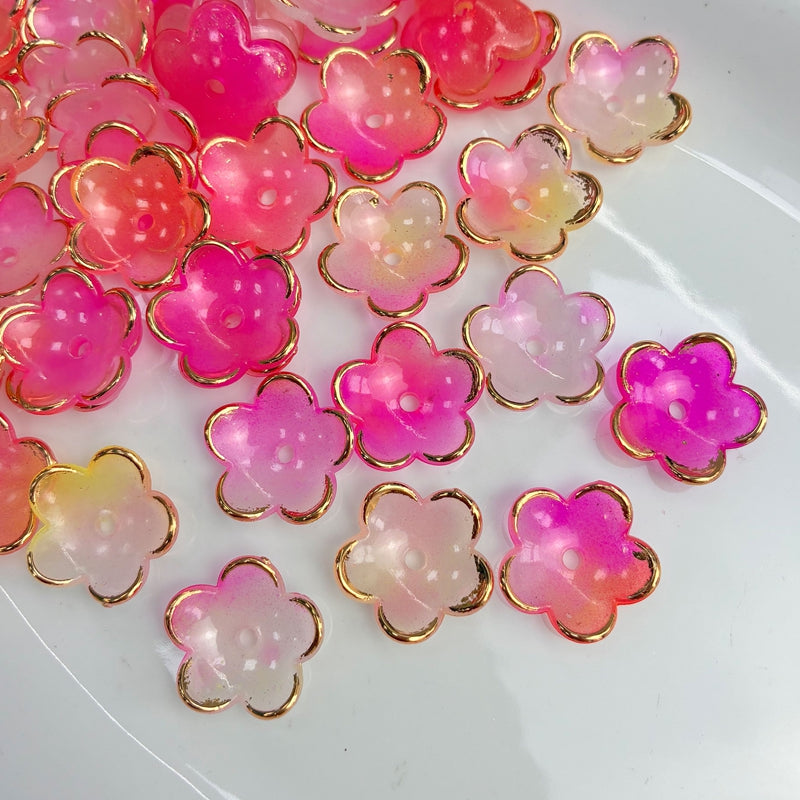 Perles de fleurs acryliques dorées à deux tons