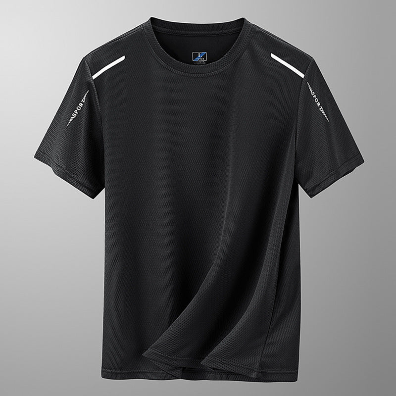 Quick-drying Ice Silk T-shirt Sporty Casual Short Sleeve Hollow-out