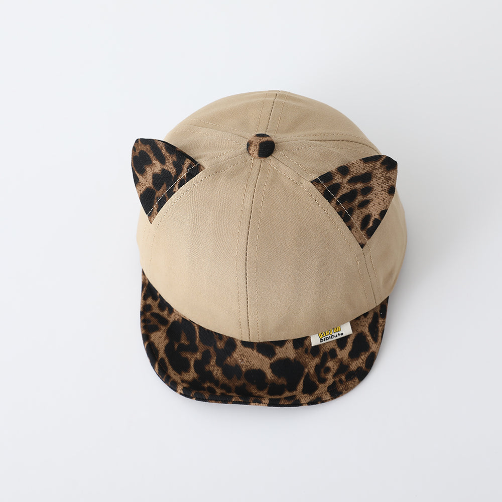 Le Patchwork Leopard Imprimer Cartoon Brimmed Cat-ear réglable Mignon Casual Cap de baseball est