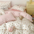 Draps de lit et couverture de couette en coton lavé doux Ensemble de quatre pièces