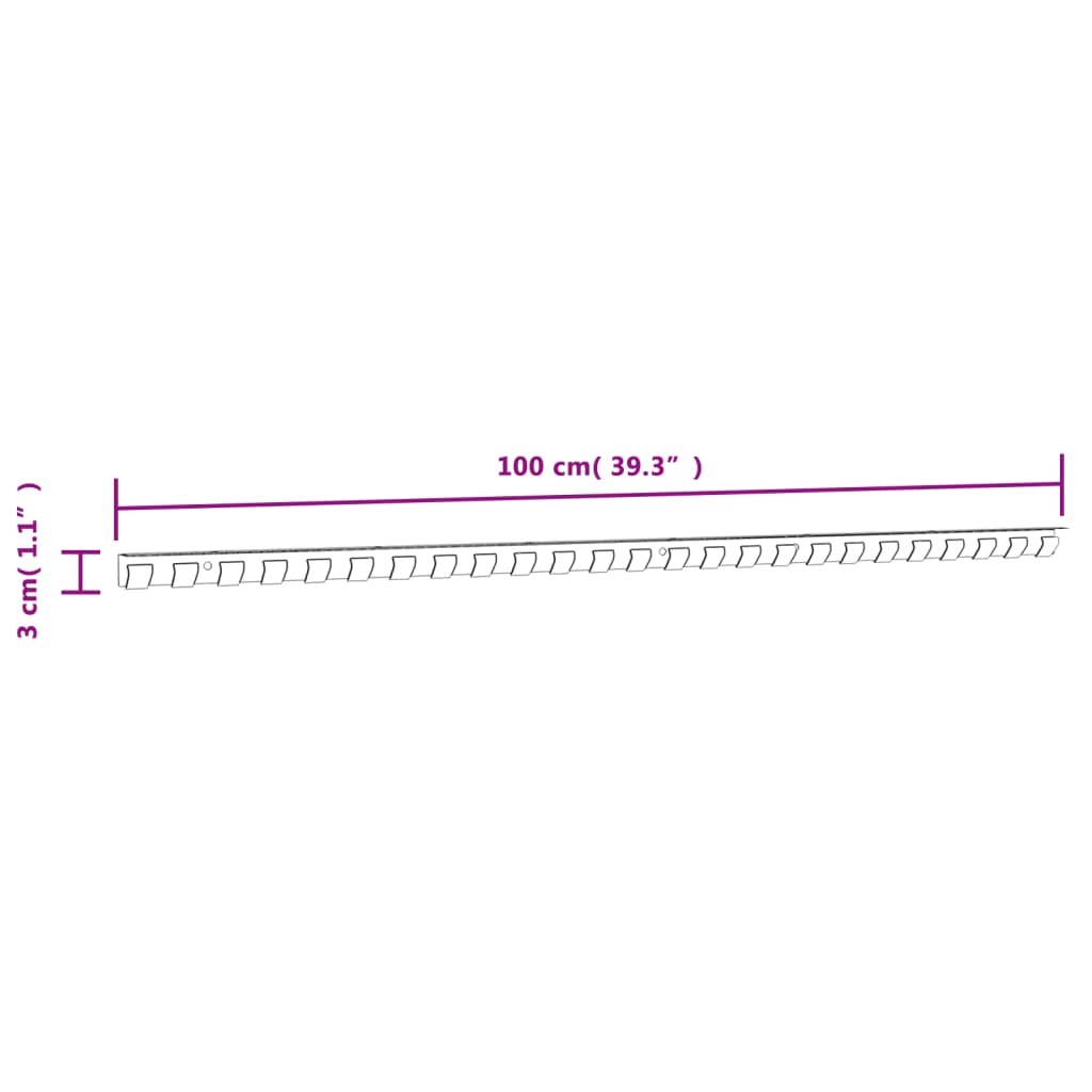 Bande Rideau Crochet Rail Argent 1 m Acier inoxydable