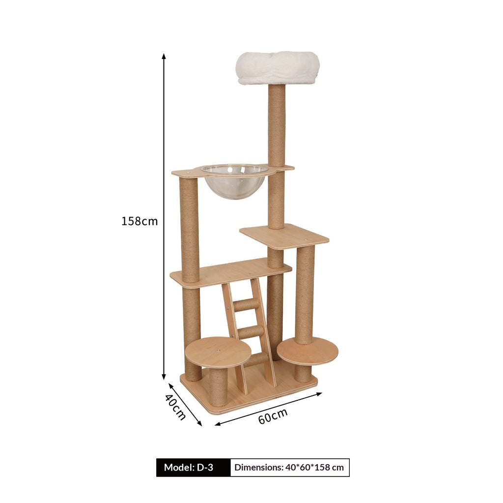 Maison de chat et arbre de chat multicouche en bois massif