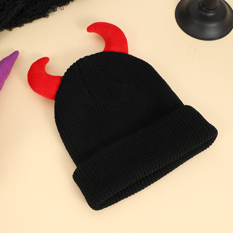 European and American Hip-hop Little Devil Beanie with Horn Shape