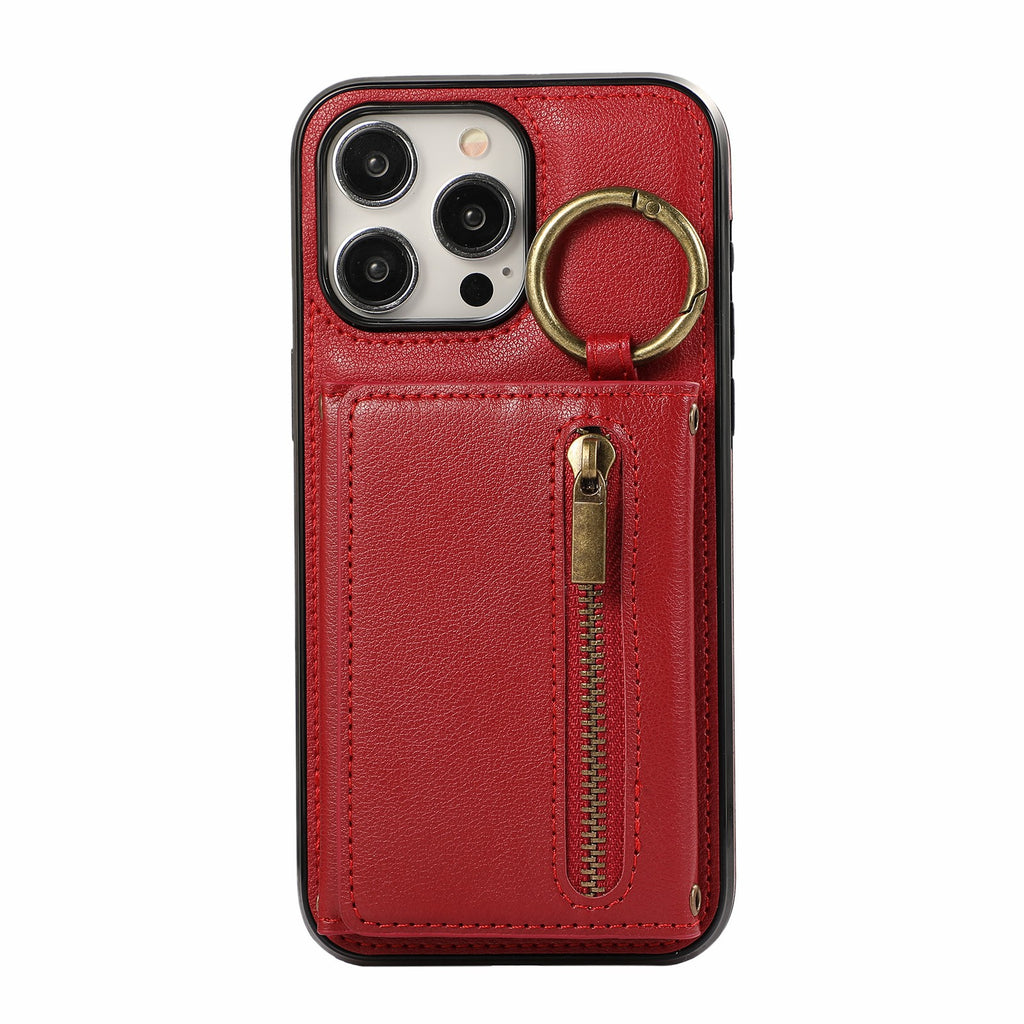 Convient pour IPhone16 Crossbody Mobile Phone Porte-cartes zippées à triple pli
