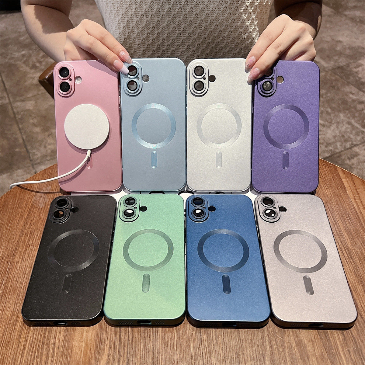 Boîtier de téléphone magnétique de peinture métallique résistant à la chute tout compris