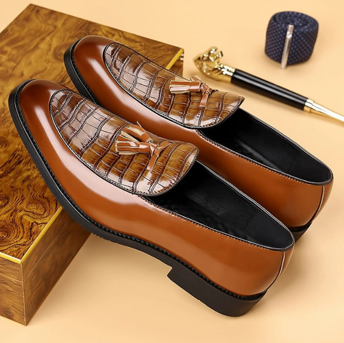 Hommes Pointed-Toe British-Style Business-Casual Slip-On Chaussures en cuir