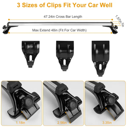 47.24dans Universal Top Roof Rack Cross Bar Cargo Cargo Aluminium Crossbar rack avec 165LBS