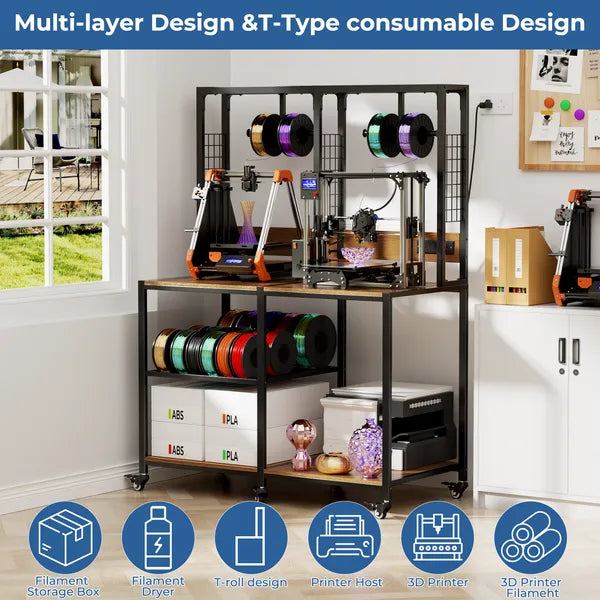 Support d'imprimante 3D double avec stockage filament