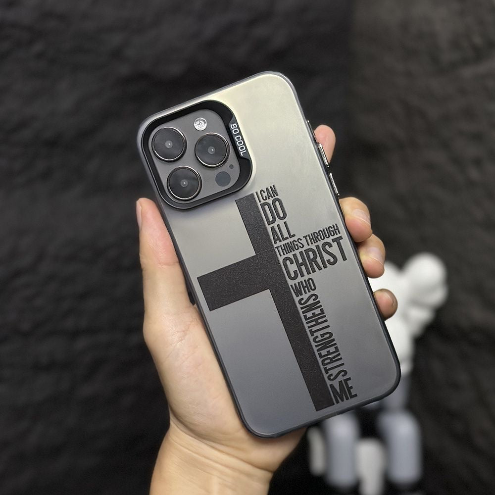 Cross Anglais Couleur Argent Étui de téléphone résistant à la chute