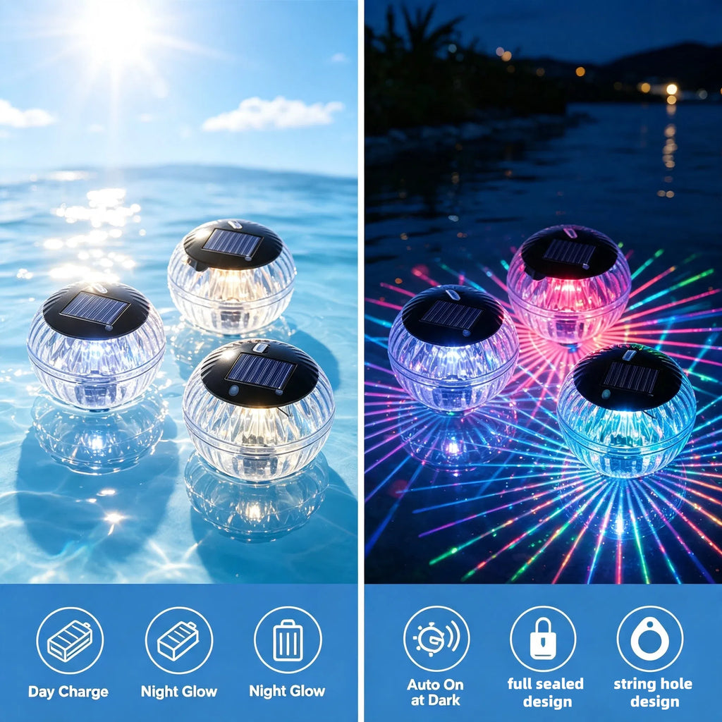 Lumières flottantes solaires extérieures