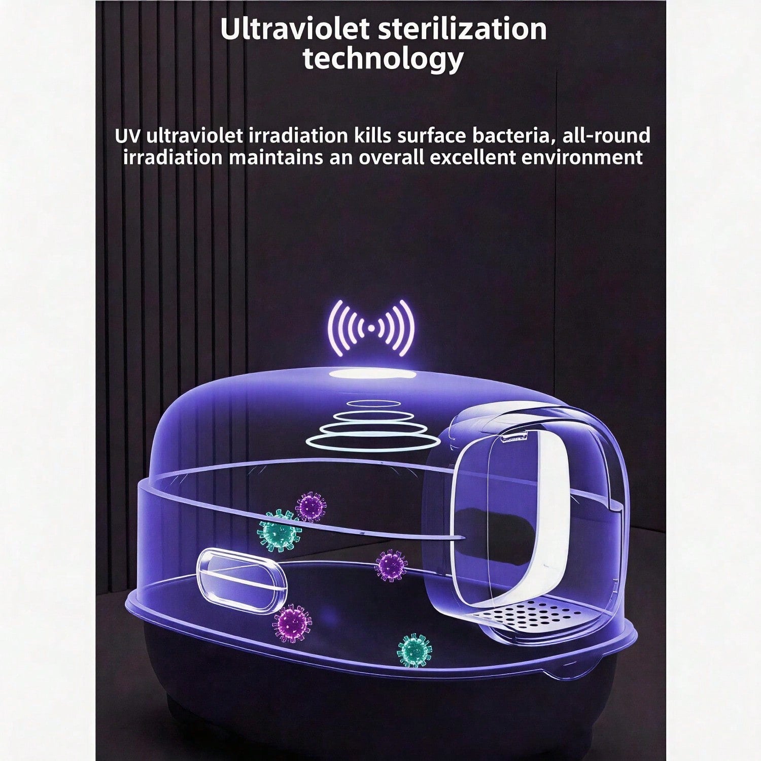 Boîte à litière entièrement fermée avec contrôle de l'odeur de stérilisation UV