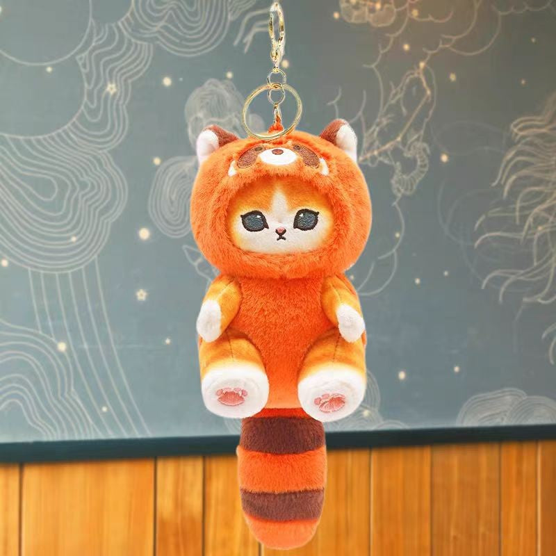 Raccoon Shark Panda Sac en peluche Pendentif Porte-clés mignon
