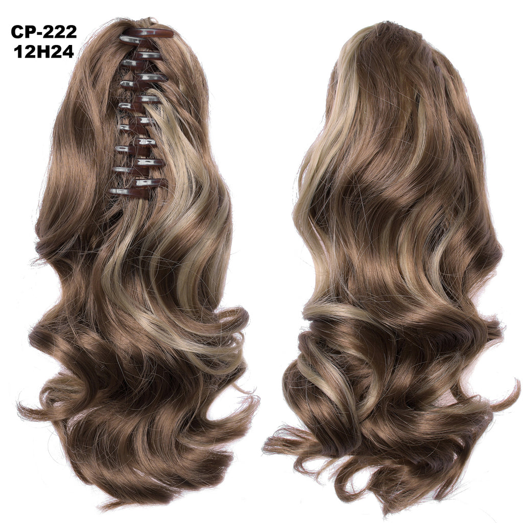 Long Wave Ponytail Wrap autour de Ponytail Clip dans les cheveux Headwear Gris Coiffure Exten naturel