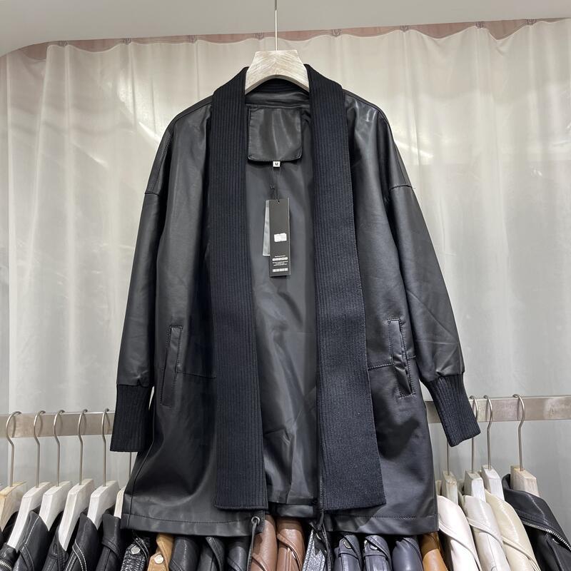 Manteau en cuir de mi-longueur femmes