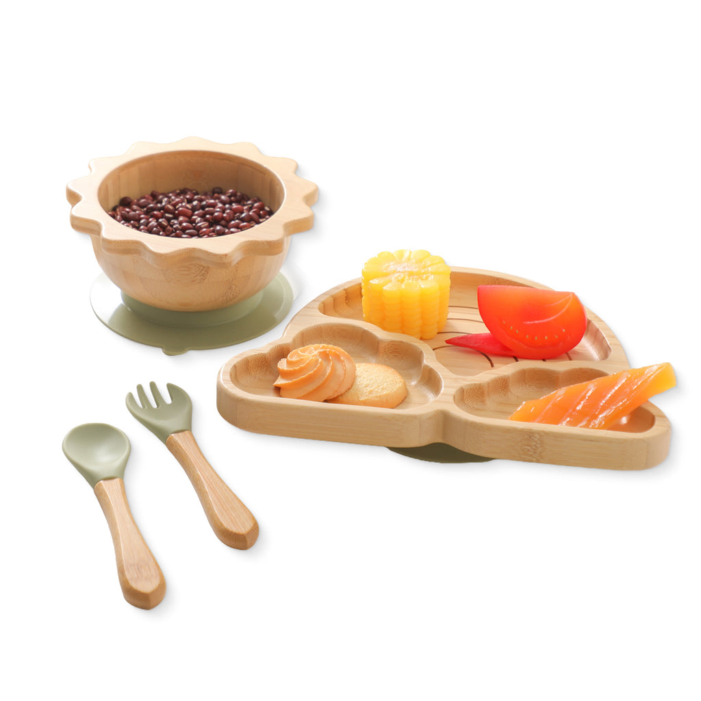 Style nordique Baby Bamboo Ensemble de vaisselle Spork combiné