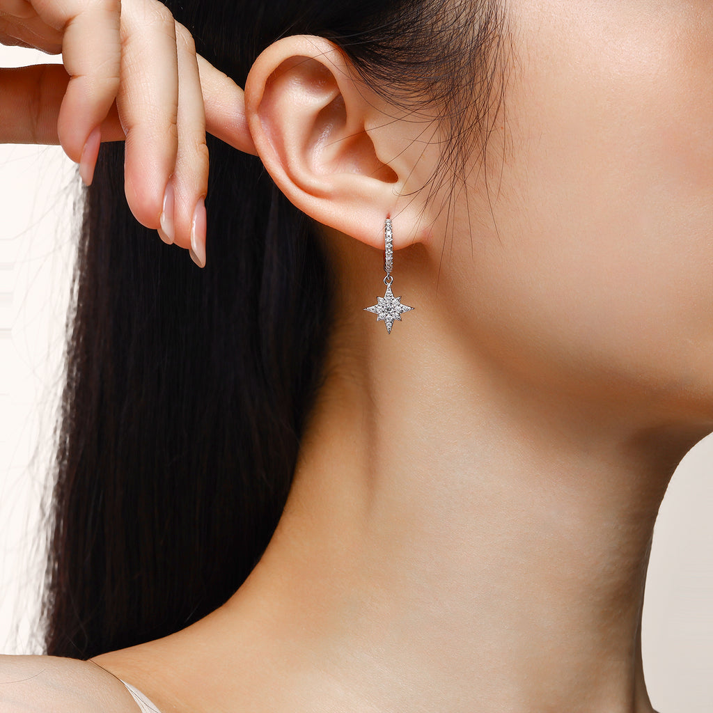 S925 Boucles d'oreilles en argent sterling et en huggie lune