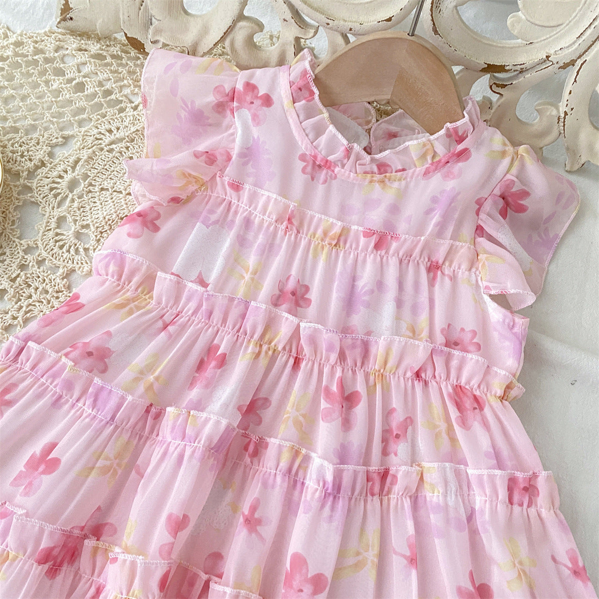Robe de princesse de fleurs de mousseline