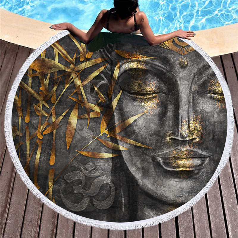 Serviette de plage ronde statue de Bouddha indien