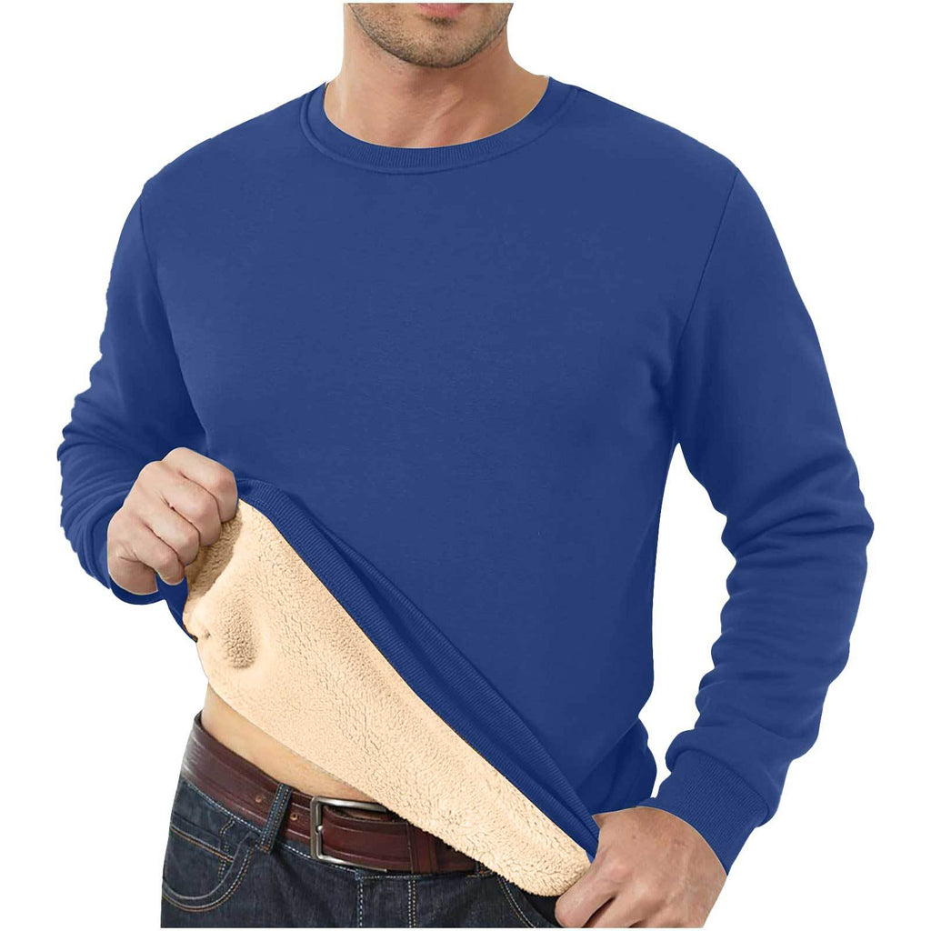 Amazon Autumn and Winter Sweatshirt Hommes Velvet Rond Col Solide Couleur Loose Thermal Unde