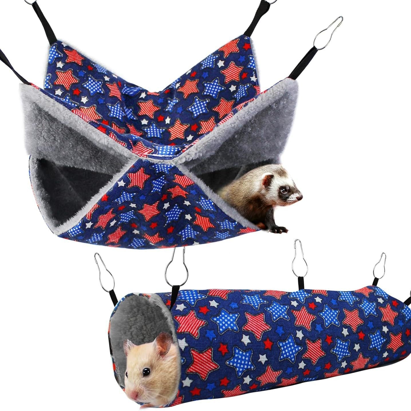 Set de hamacs pour petits animaux de compagnie et tunnel tubulaire suspendu