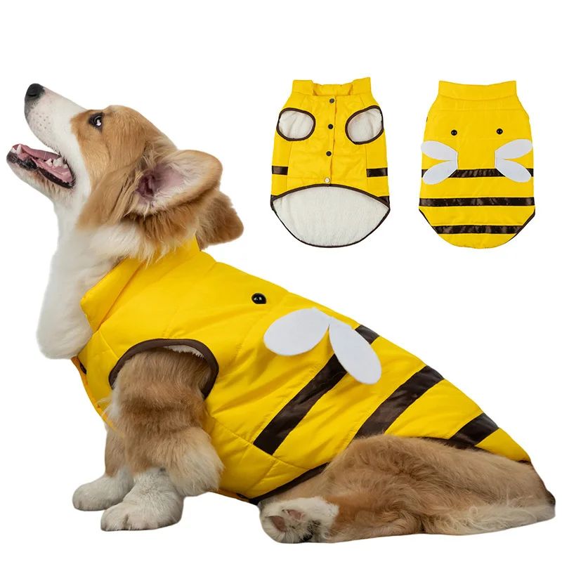 Manteau de chien chaud Mignons d'abeilles animaux hors costume chiens d'hiver vêtements pour le temps froid petit M